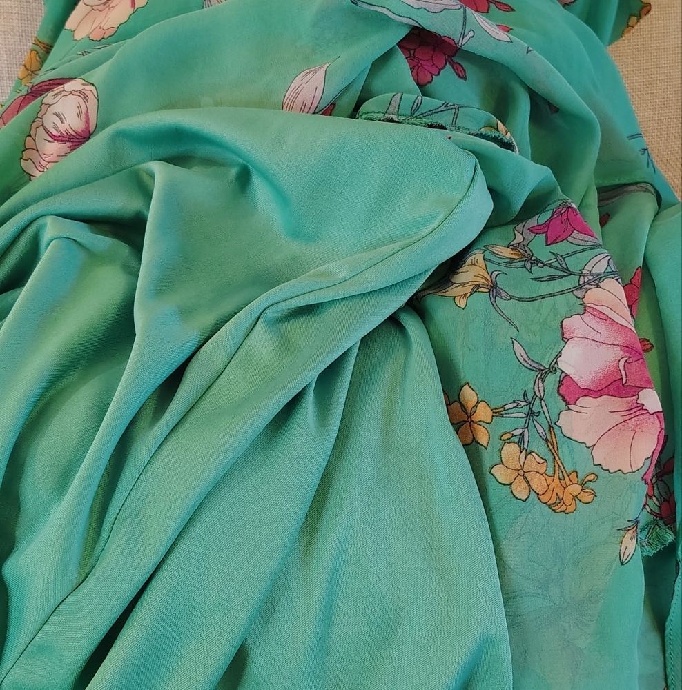 R&K Floral Green Summer Halter Maxi Dress Size 14 - Picture 10 of 10